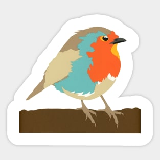 Robin on Branch Original Paper Art Gift for Bird Watchers Sticker